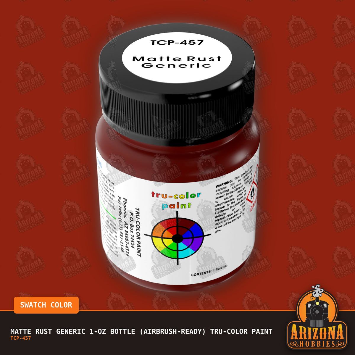 Matte RUST GENERIC 1-oz bottle (Air-brush) Tru-Color Paint-with color swatch-Arizona Hobbies