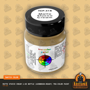 Matte STUCCO CREAM 1-oz bottle (Air-brush) Tru-Color Paint-with color swatch-Arizona Hobbies
