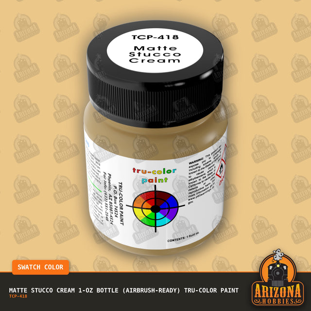 Matte STUCCO CREAM 1-oz bottle (Air-brush) Tru-Color Paint-with color swatch-Arizona Hobbies