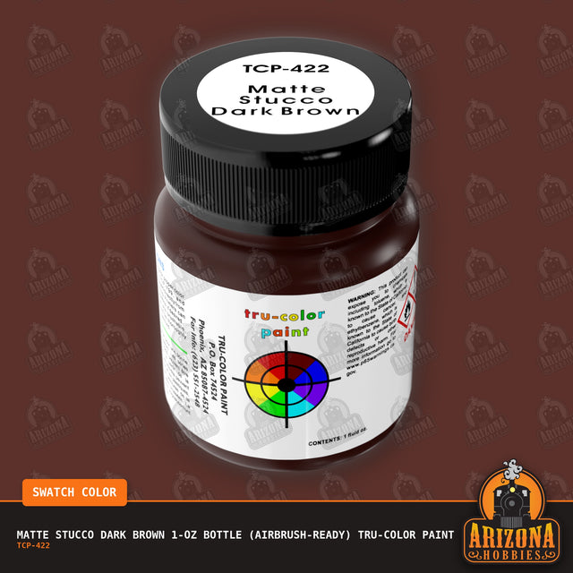 Matte STUCCO DARK BROWN 1-oz bottle (Air-brush) Tru-Color Paint-with color swatch-Arizona Hobbies