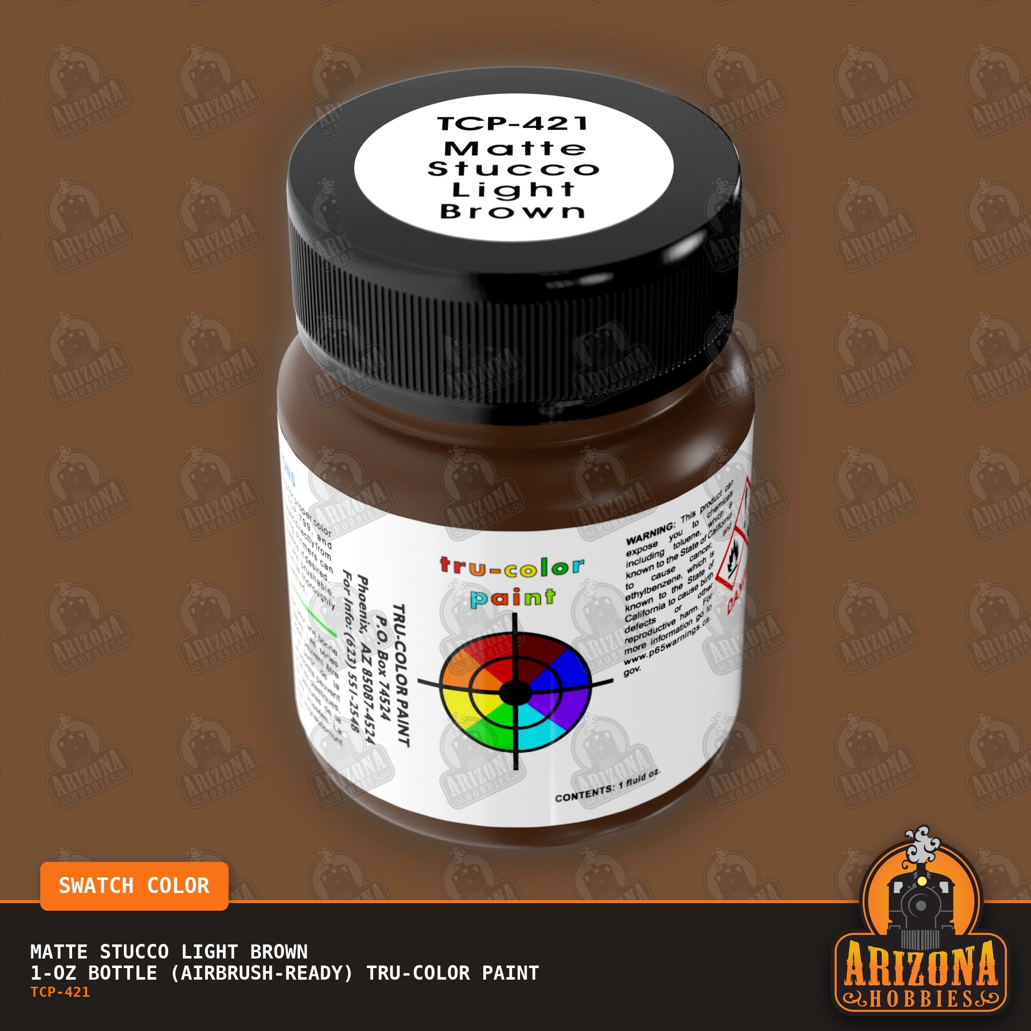 Matte STUCCO LIGHT BROWN 1-oz bottle (Air-brush) Tru-Color Paint-with color swatch-Arizona Hobbies