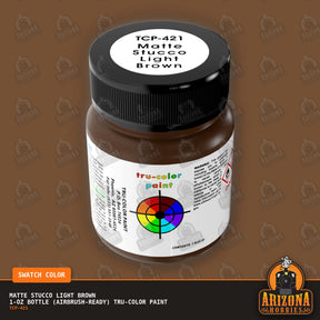 Matte STUCCO LIGHT BROWN 1-oz bottle (Air-brush) Tru-Color Paint-with color swatch-Arizona Hobbies