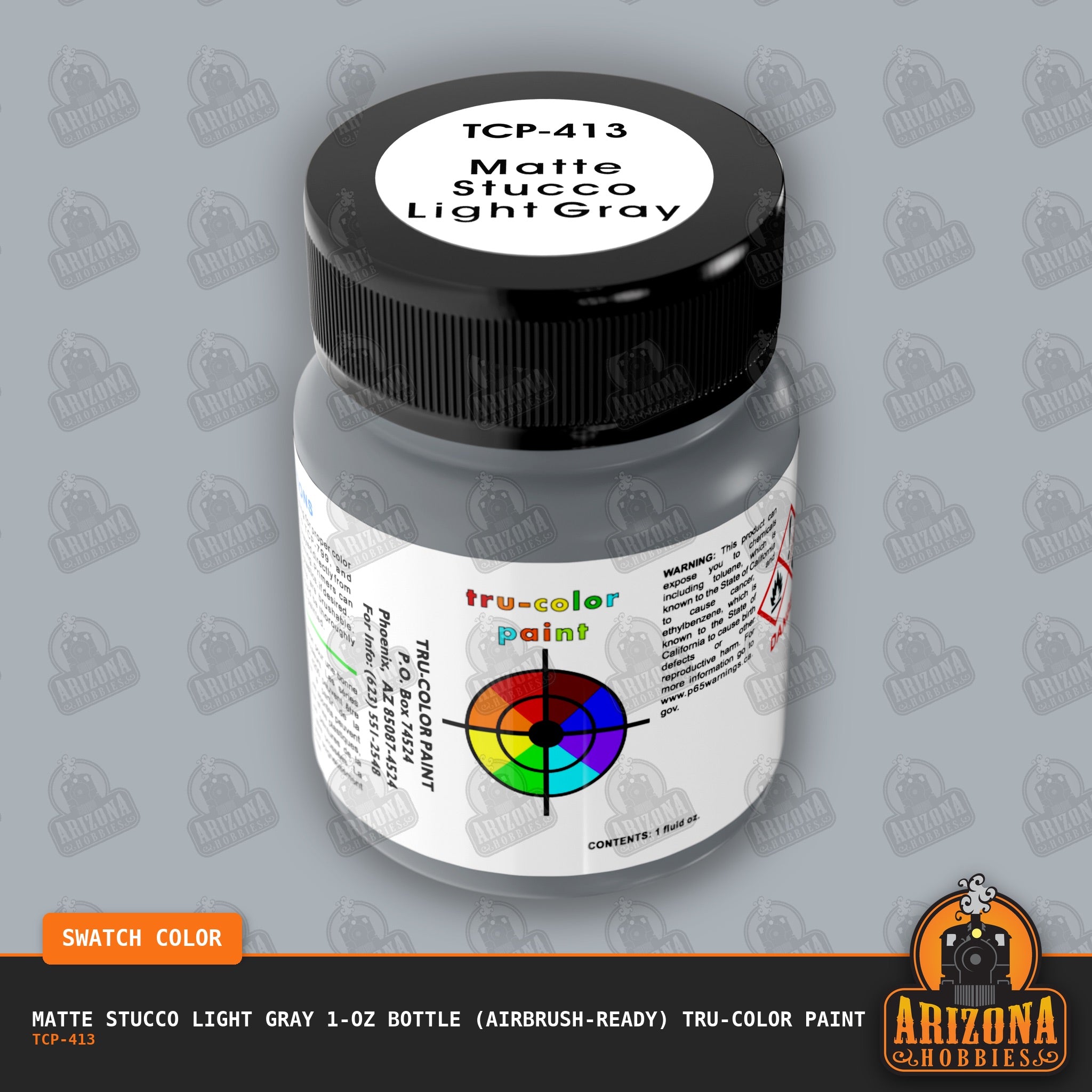Matte STUCCO LIGHT GRAY 1-oz bottle (Air-brush) Tru-Color Paint-with color swatch-Arizona Hobbies