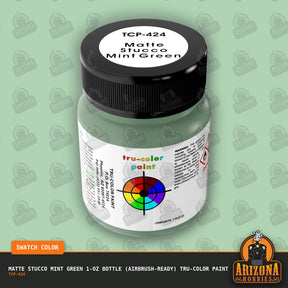 Matte STUCCO MINT GREEN 1-oz bottle (Air-brush) Tru-Color Paint-with color swatch-Arizona Hobbies