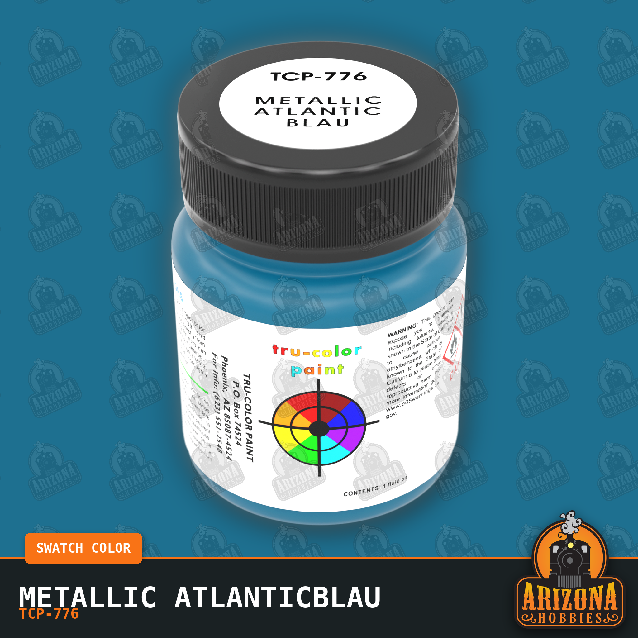 Metallic ATLANTICBLAU 1-oz bottle (Air-brush) SPECIAL ORDER ONLY-with color swatch-Arizona Hobbies
