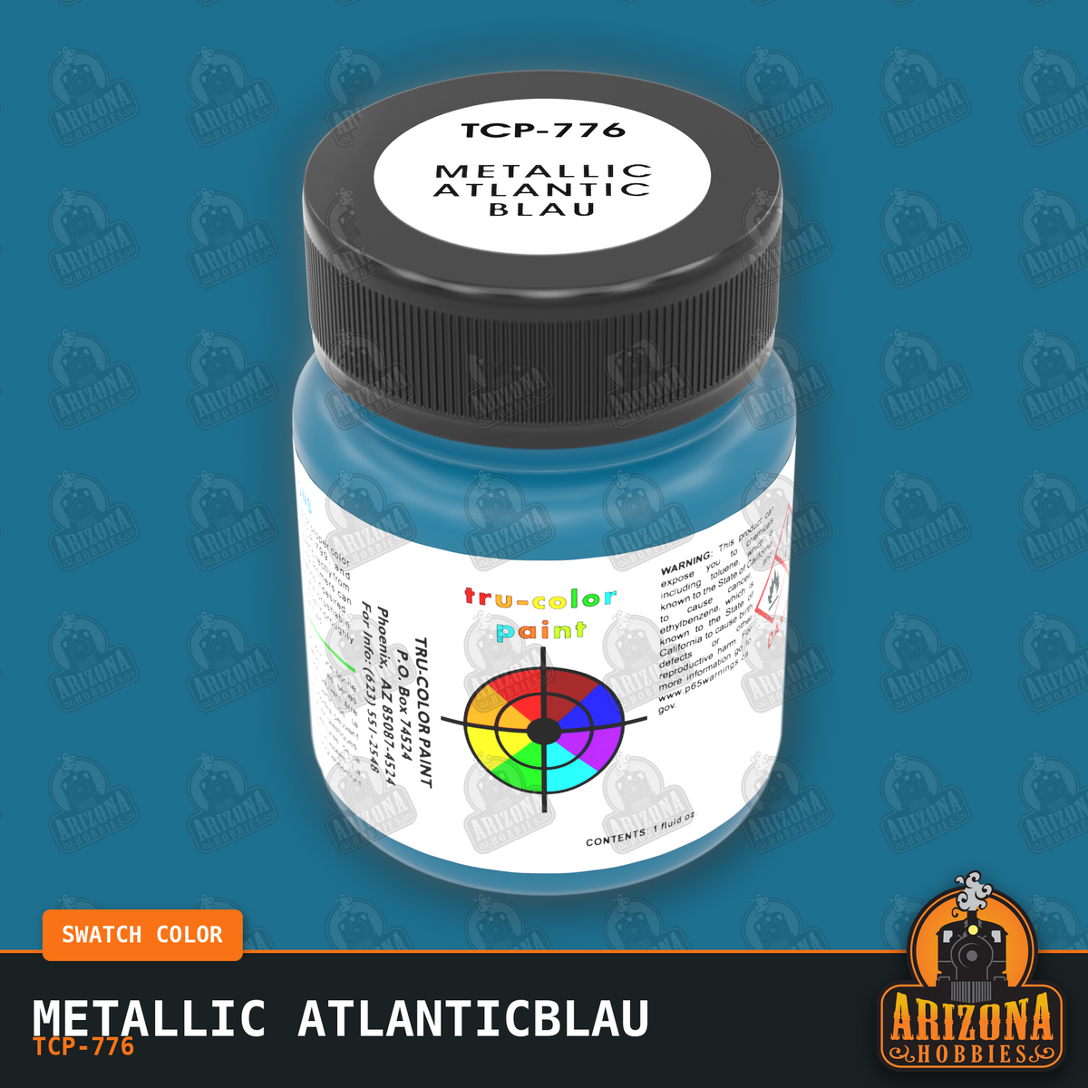 Metallic ATLANTICBLAU 1-oz bottle (Air-brush) SPECIAL ORDER ONLY-with color swatch-Arizona Hobbies