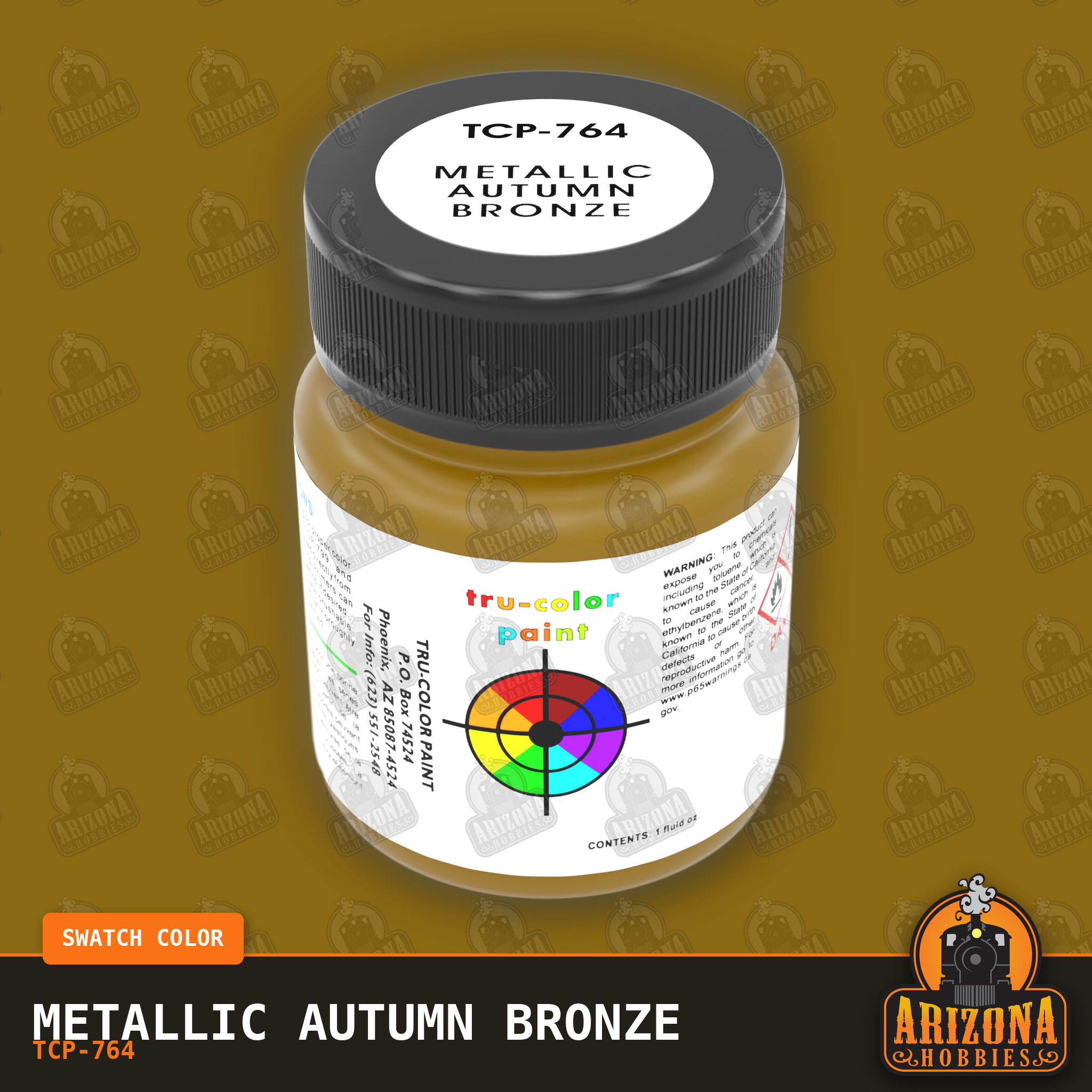 Metallic AUTUMN BRONZE 1-oz bottle (Air-brush)-with color swatch-Arizona Hobbies