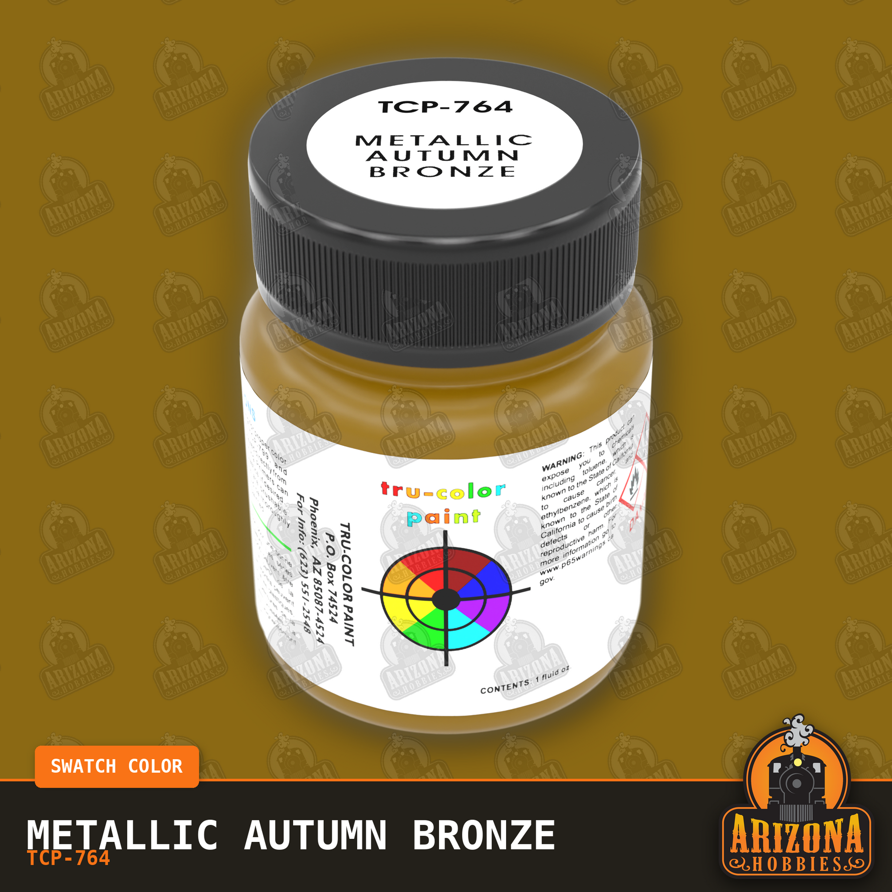 Metallic AUTUMN BRONZE 1-oz bottle (Air-brush)-with color swatch-Arizona Hobbies