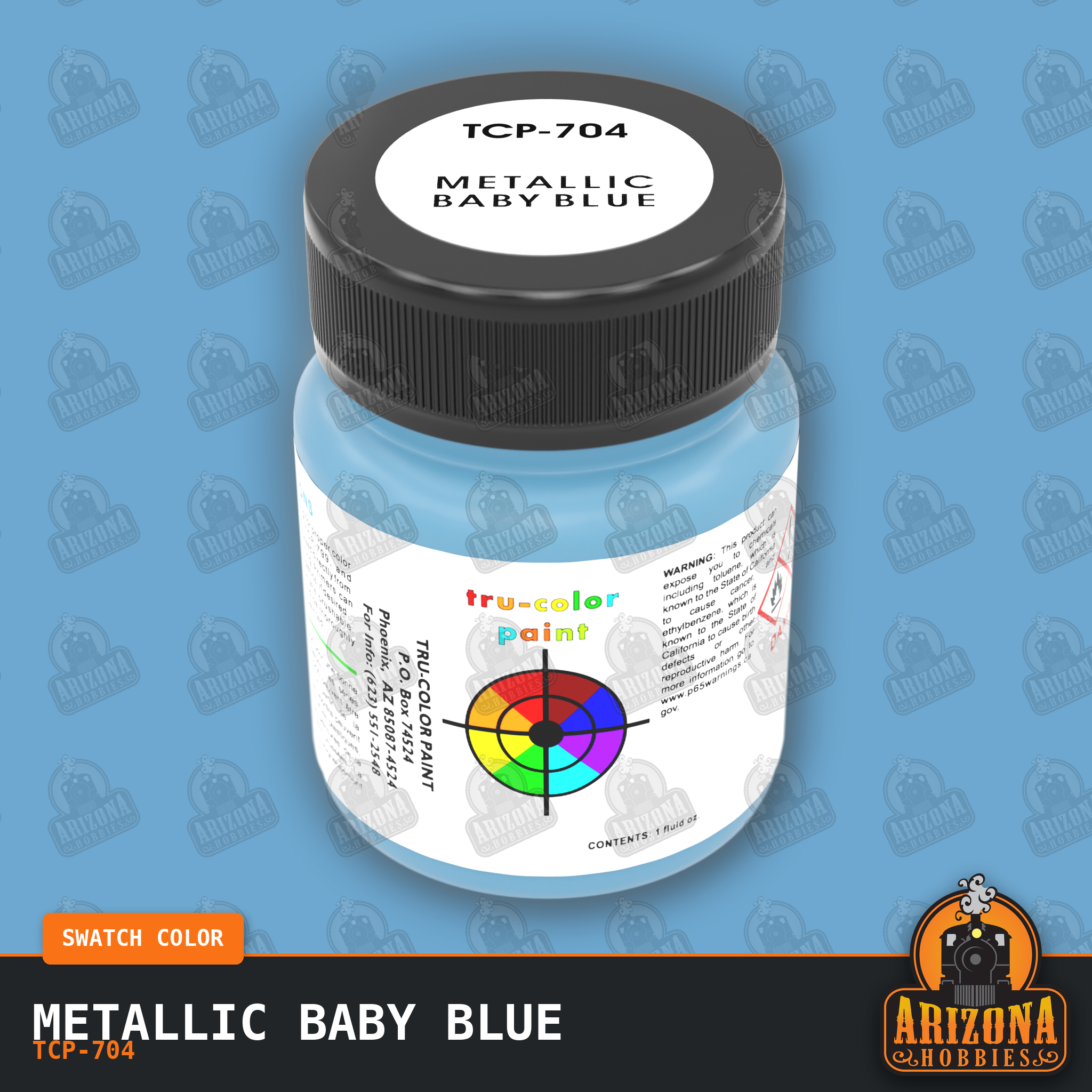 Metallic BABY BLUE 1-oz bottle (Air-brush) Tru-Color Paint-with color swatch-Arizona Hobbies