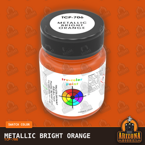 Metallic BRIGHT ORANGE 1-oz bottle (Air-brush) Tru-Color Paint-with color swatch-Arizona Hobbies