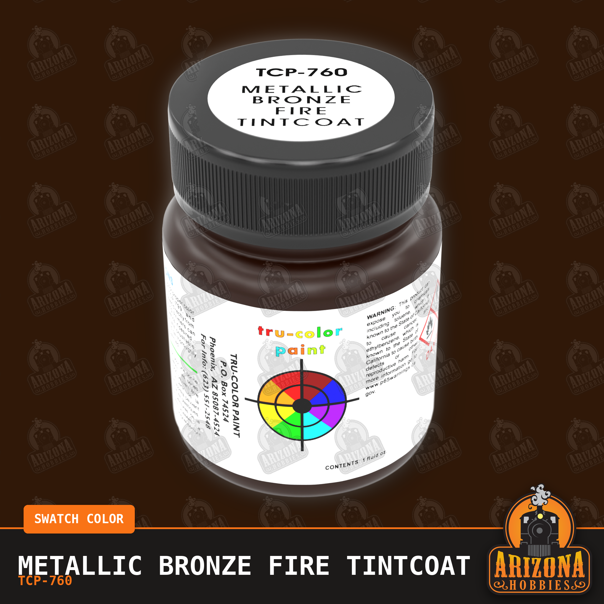 Metallic BRONZE FIRE Tintcoat 1-oz bottle (Air-brush) Tru-Color Paint-with color swatch-Arizona Hobbies