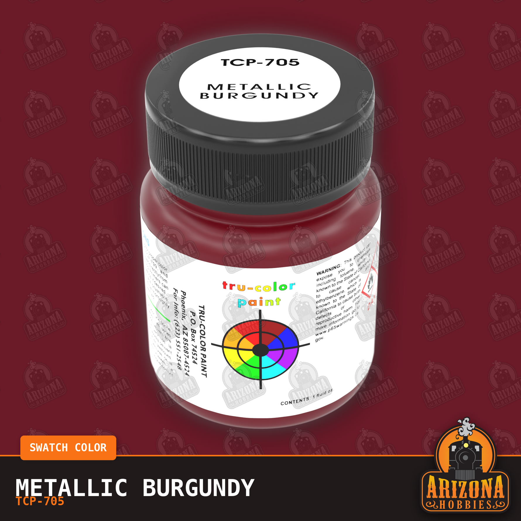 Metallic BURGUNDY 1-oz bottle (Air-brush) Tru-Color Paint-with color swatch-Arizona Hobbies