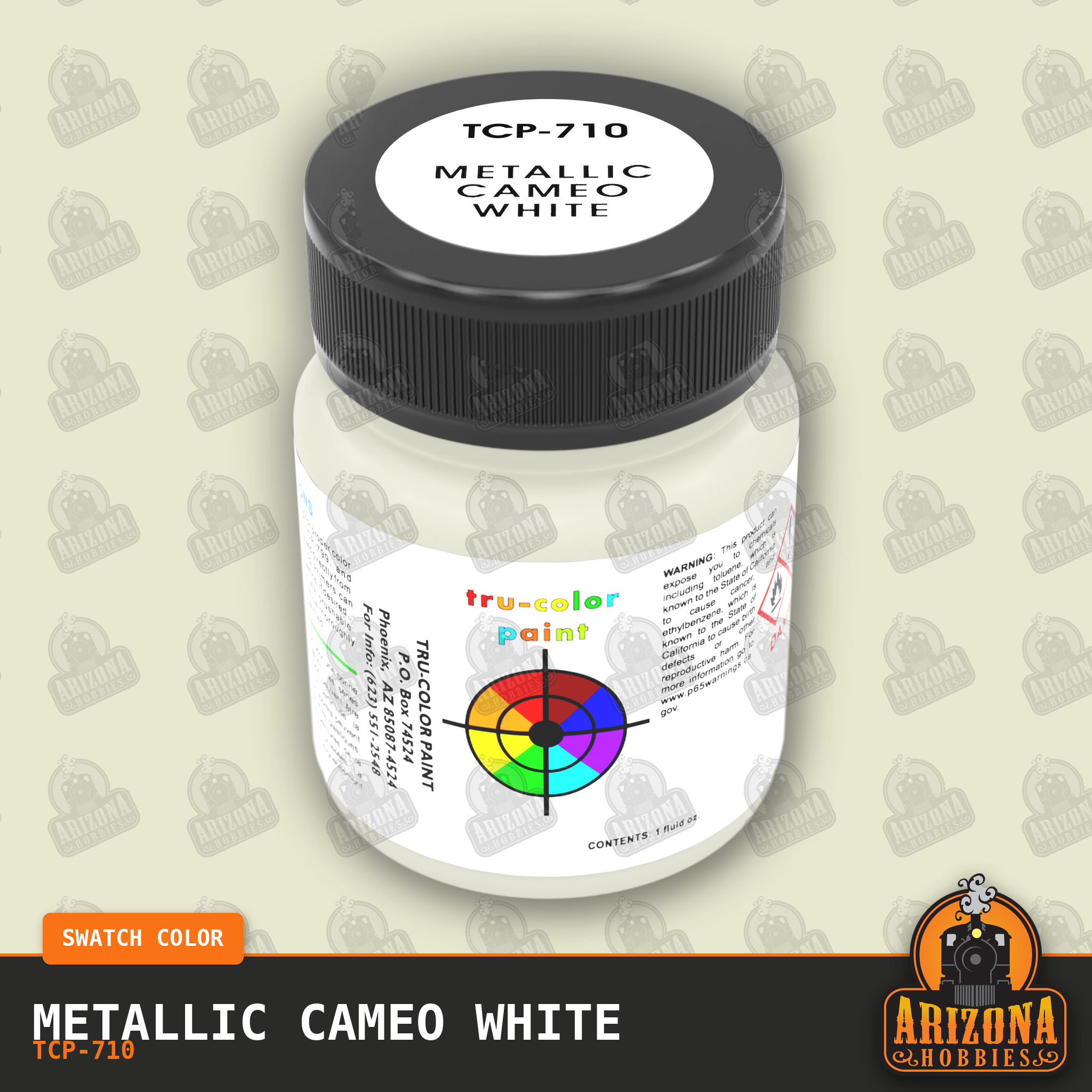 Metallic CAMEO WHITE 1-oz bottle (Air-brush) Tru-Color Paint-with color swatch-Arizona Hobbies