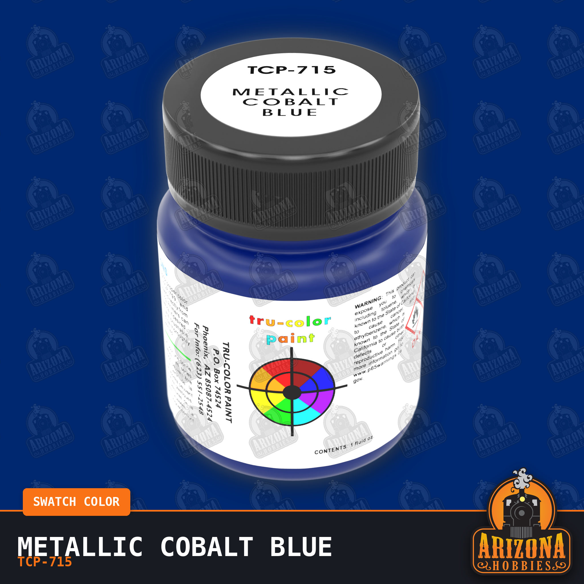 Metallic COBALT BLUE 1-oz bottle (Air-brush) Tru-Color Paint-with color swatch-Arizona Hobbies