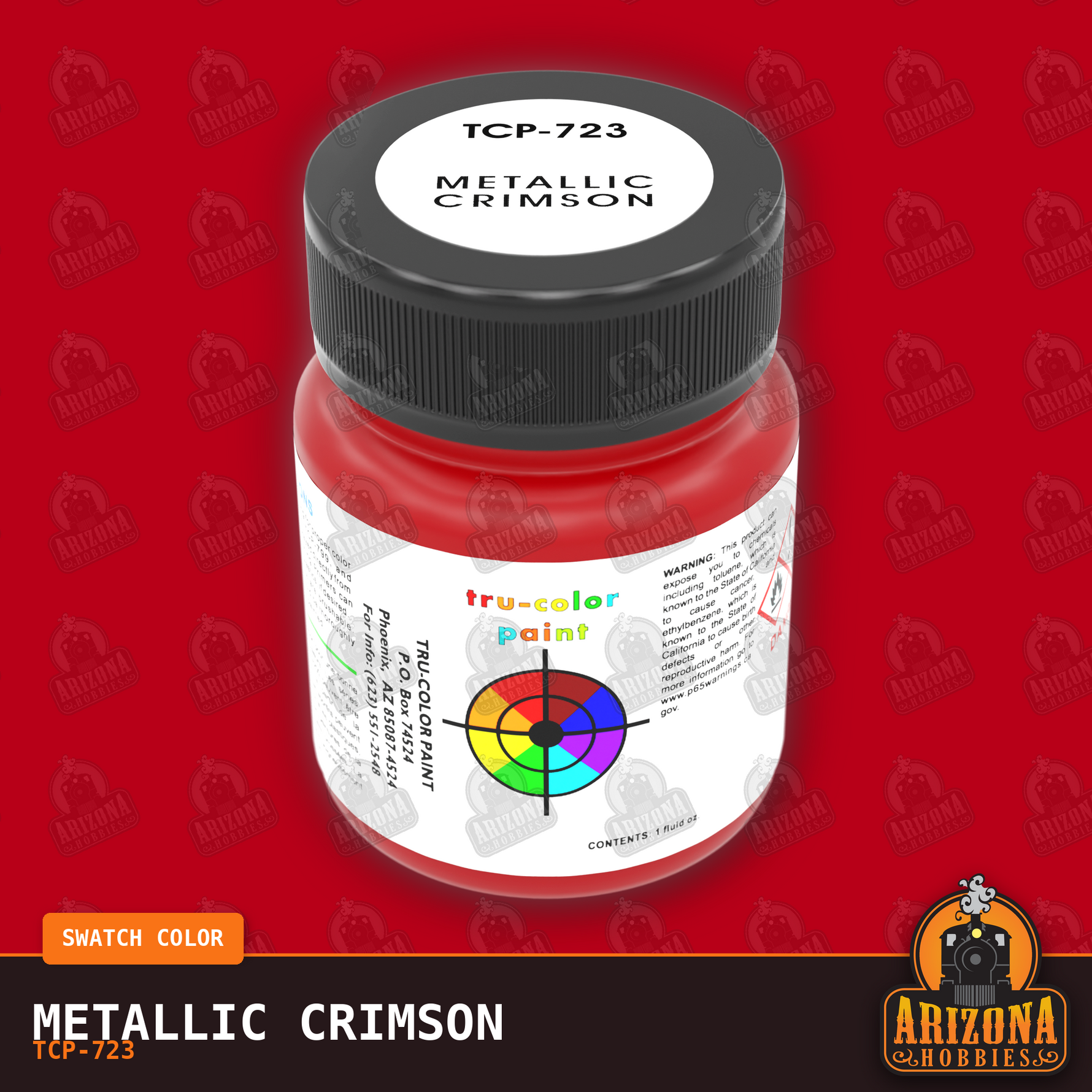 Metallic CRIMSON 1-oz bottle (Air-brush) Tru-Color Paint-with color swatch-Arizona Hobbies
