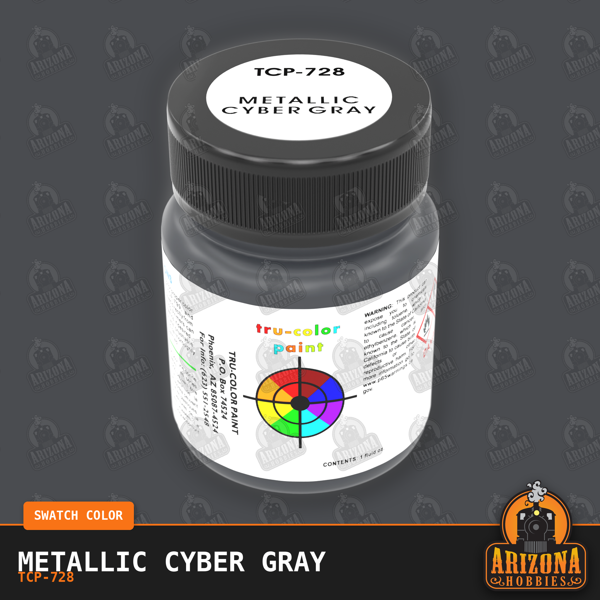 Metallic CYBER GRAY 1-oz bottle (Air-brush) Tru-Color Paint-with color swatch-Arizona Hobbies