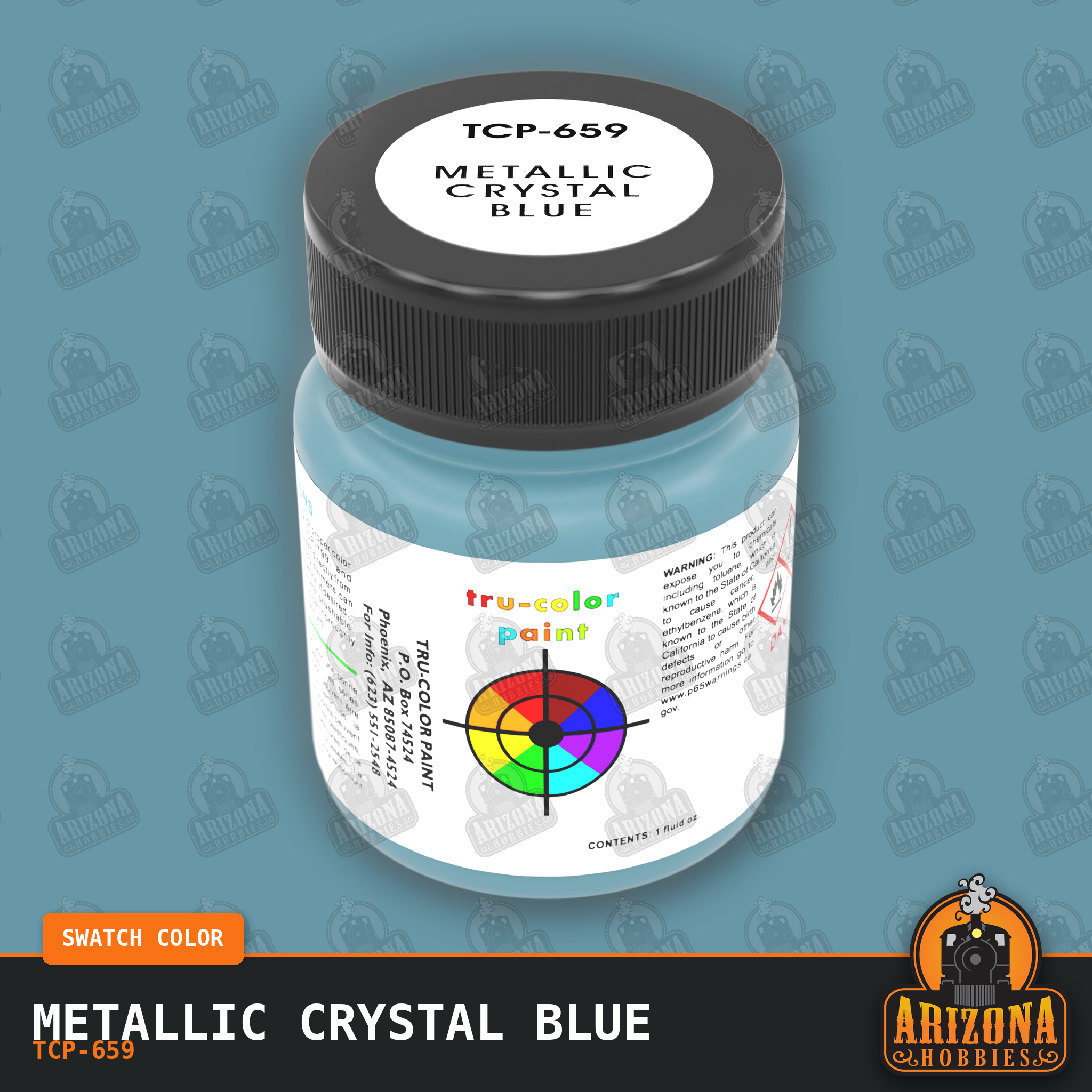 Metallic Crystal Blue 1-oz bottle (Air-brush) SPECIAL ORDER ONLY-with color swatch-Arizona Hobbies