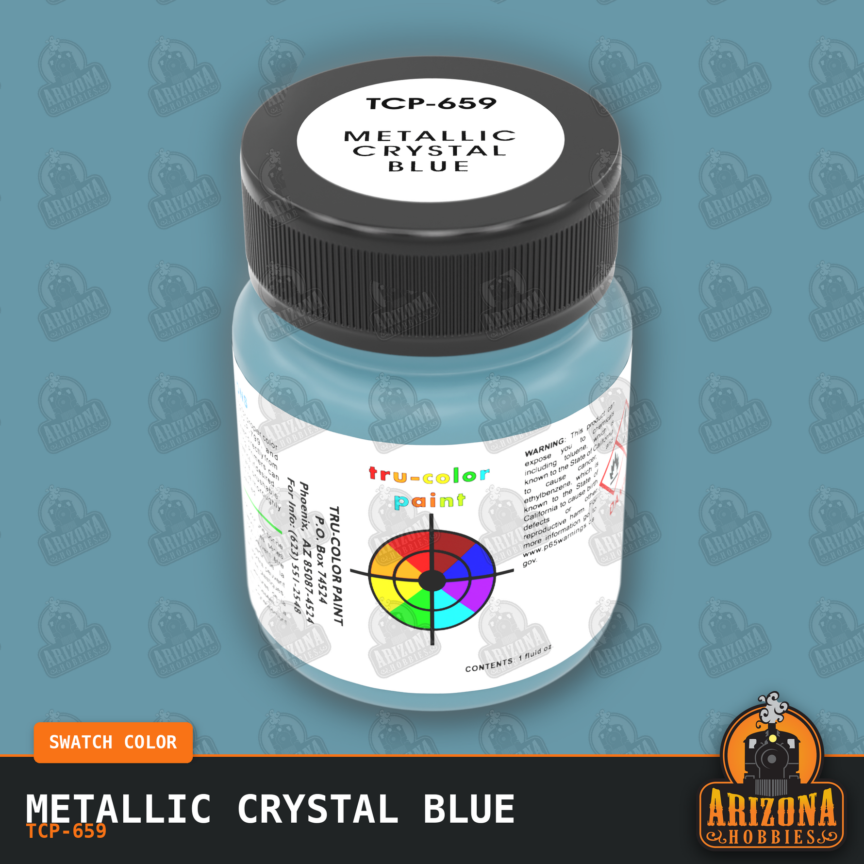 Metallic Crystal Blue 1-oz bottle (Air-brush) SPECIAL ORDER ONLY-with color swatch-Arizona Hobbies