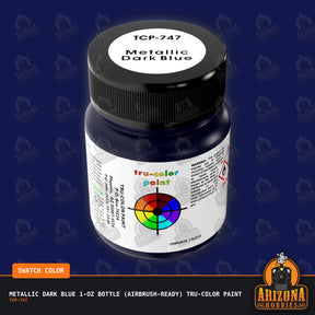 Metallic DARK BLUE 1-oz bottle (Air-brush) Tru-Color Paint-with color swatch-Arizona Hobbies