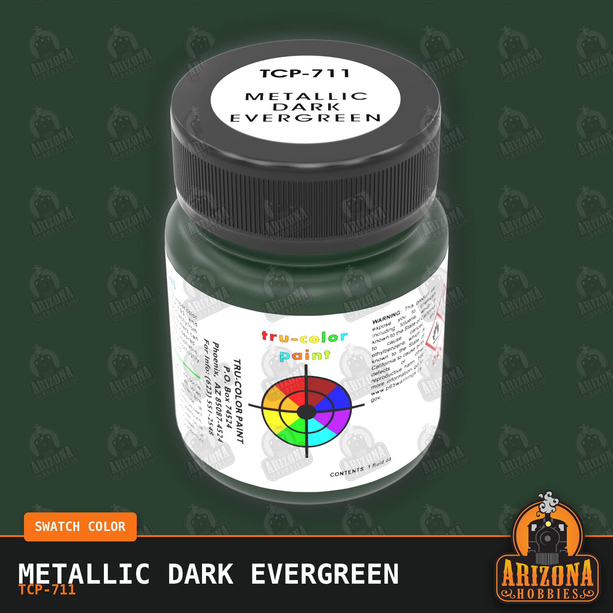 Metallic DARK EVERGREEN 1-oz bottle (Air-brush) Tru-Color Paint-with color swatch-Arizona Hobbies