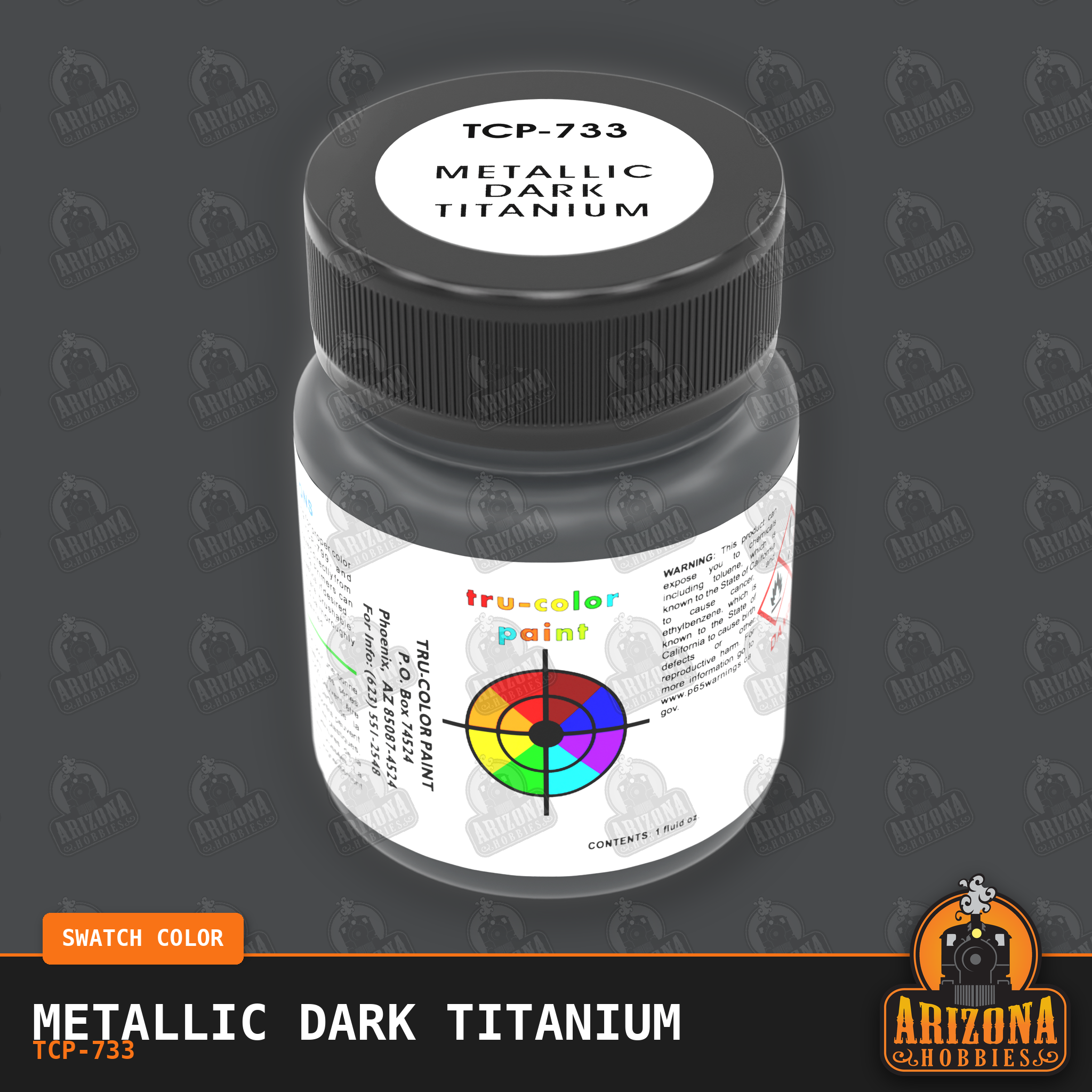 Metallic DARK TITANIUM 1-oz bottle (Air-brush) Tru-Color Paint-with color swatch-Arizona Hobbies