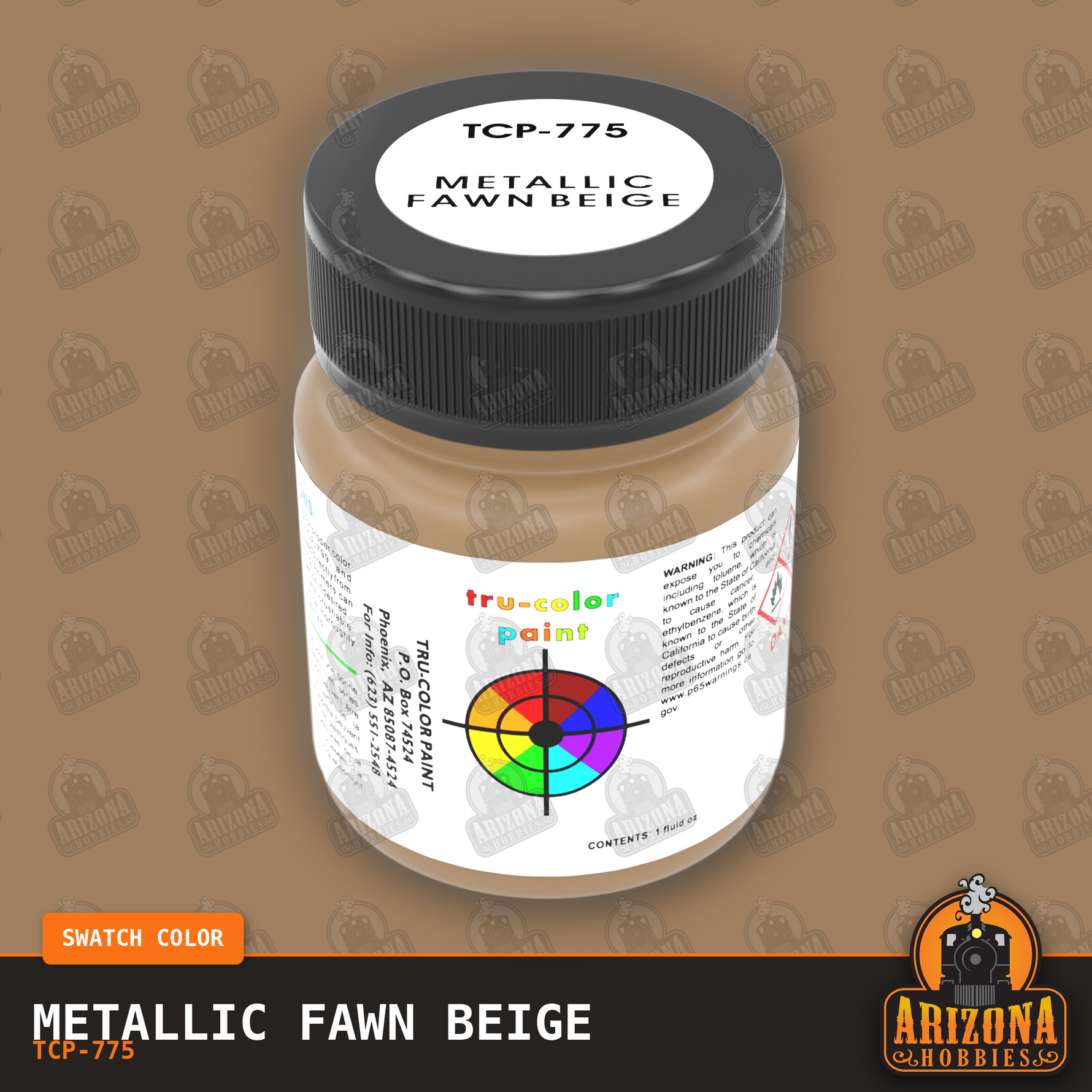 Metallic FAWN BEIGE 1-oz bottle (Air-brush) SPECIAL ORDER ONLY-with color swatch-Arizona Hobbies