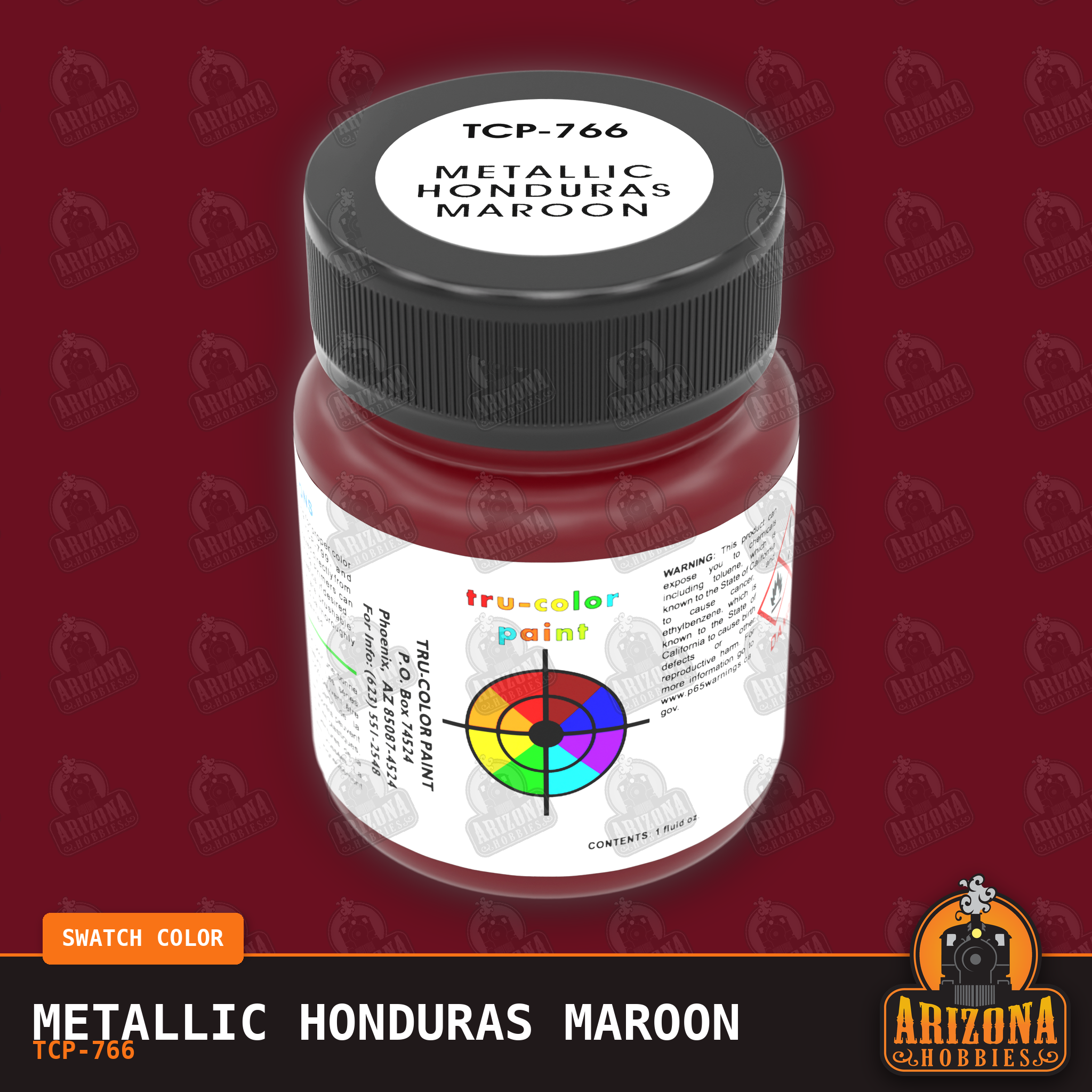 Metallic HONDURAS MAROON 1-oz bottle (Air-brush) Tru-Color Paint-with color swatch-Arizona Hobbies