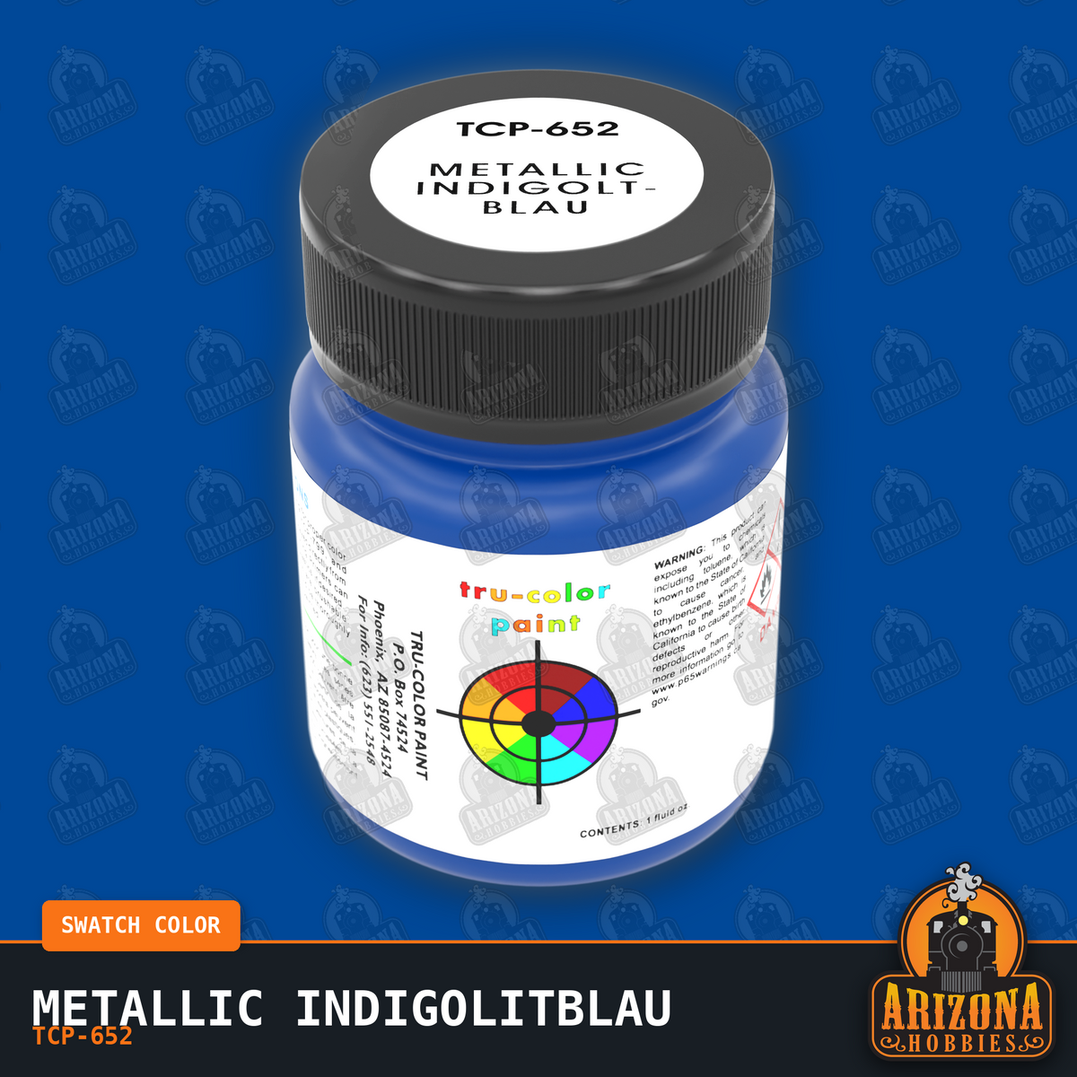 Metallic Indigolitblau 1-oz bottle (Air-brush) SPECIAL ORDER ONLY-with color swatch-Arizona Hobbies