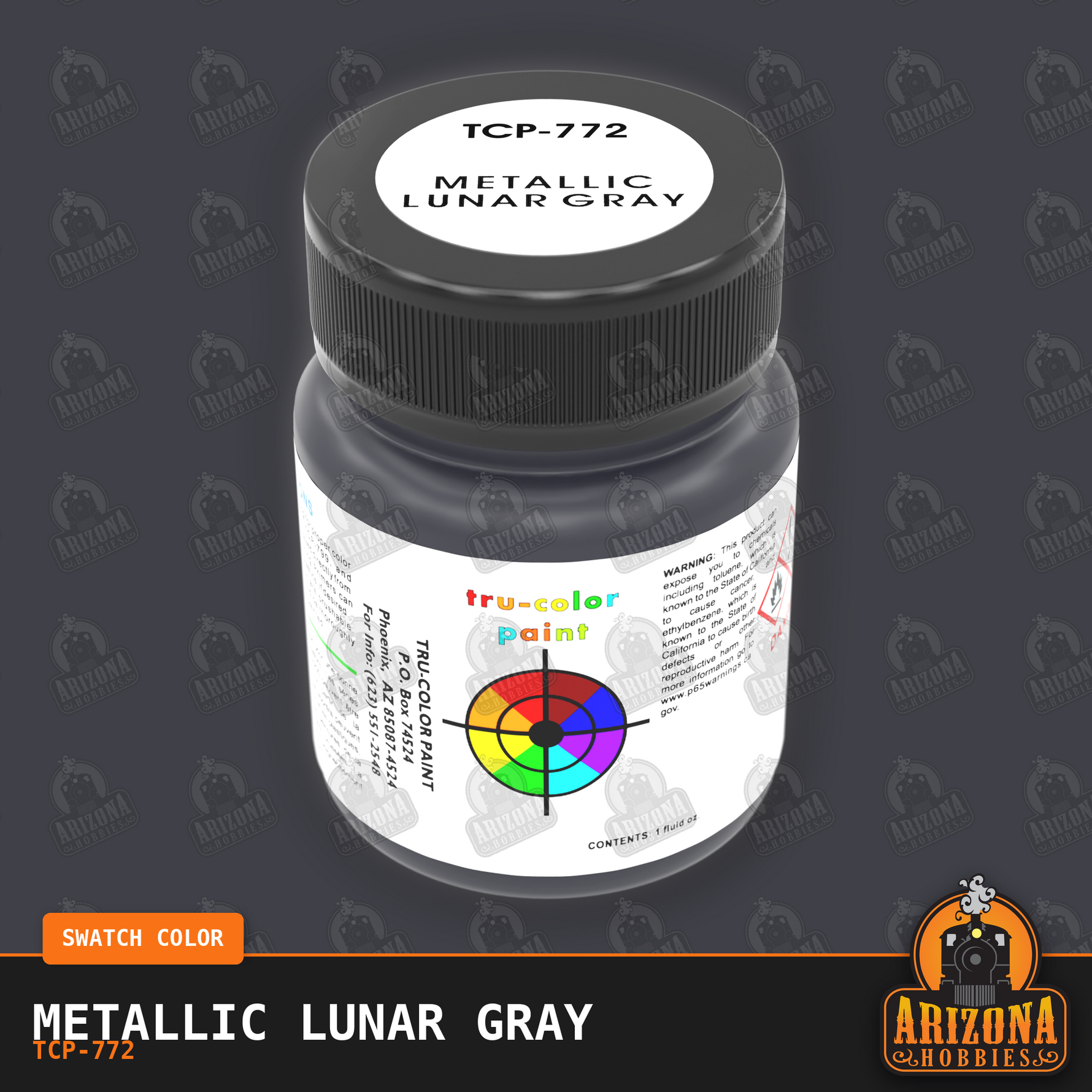 Metallic LUNAR GRAY 1-oz bottle (Air-brush) Tru-Color Paint-with color swatch-Arizona Hobbies