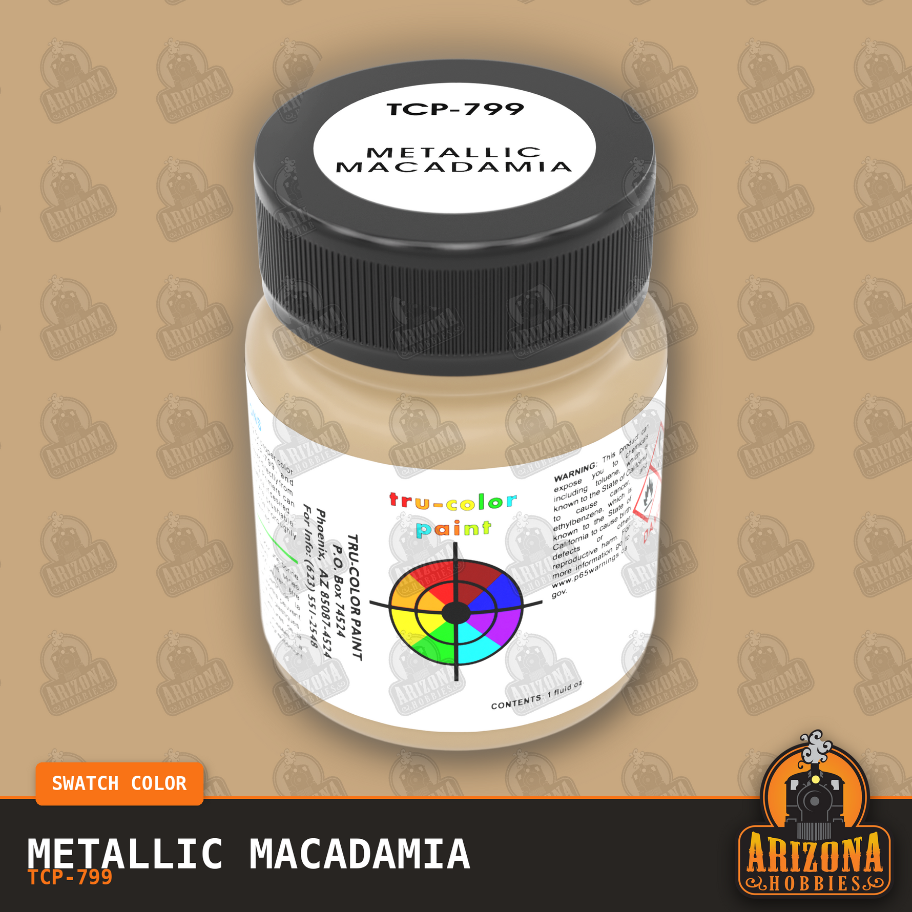 Metallic MACADAMIA 1-oz bottle (Air-brush) SPECIAL ORDER ONLY-with color swatch-Arizona Hobbies