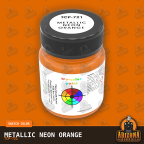 Metallic NEON ORANGE 1-oz bottle (Air-brush) Tru-Color Paint-with color swatch-Arizona Hobbies