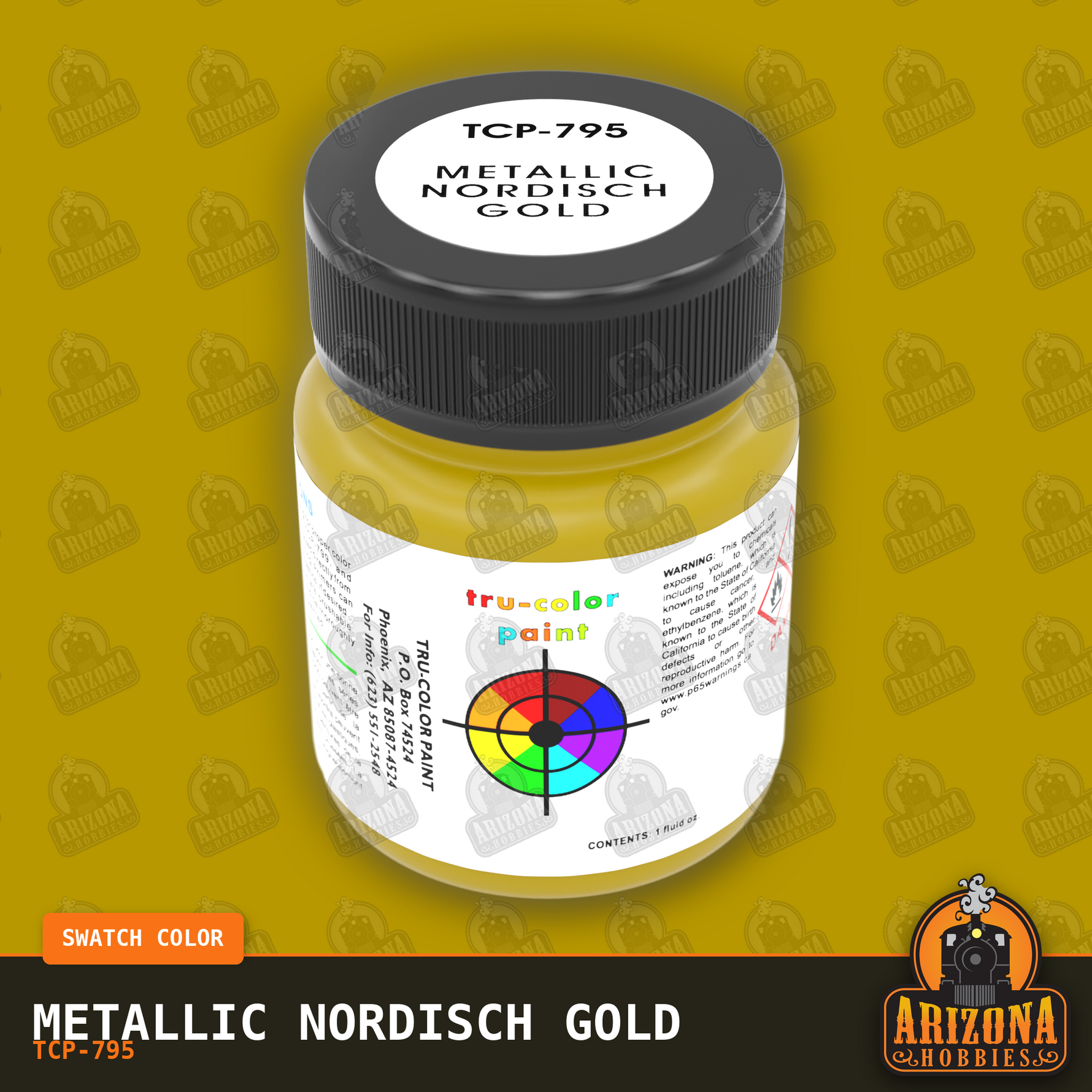 Metallic NORDISCH GOLD 1-oz bottle (Air-brush) SPECIAL ORDER ONLY-with color swatch-Arizona Hobbies