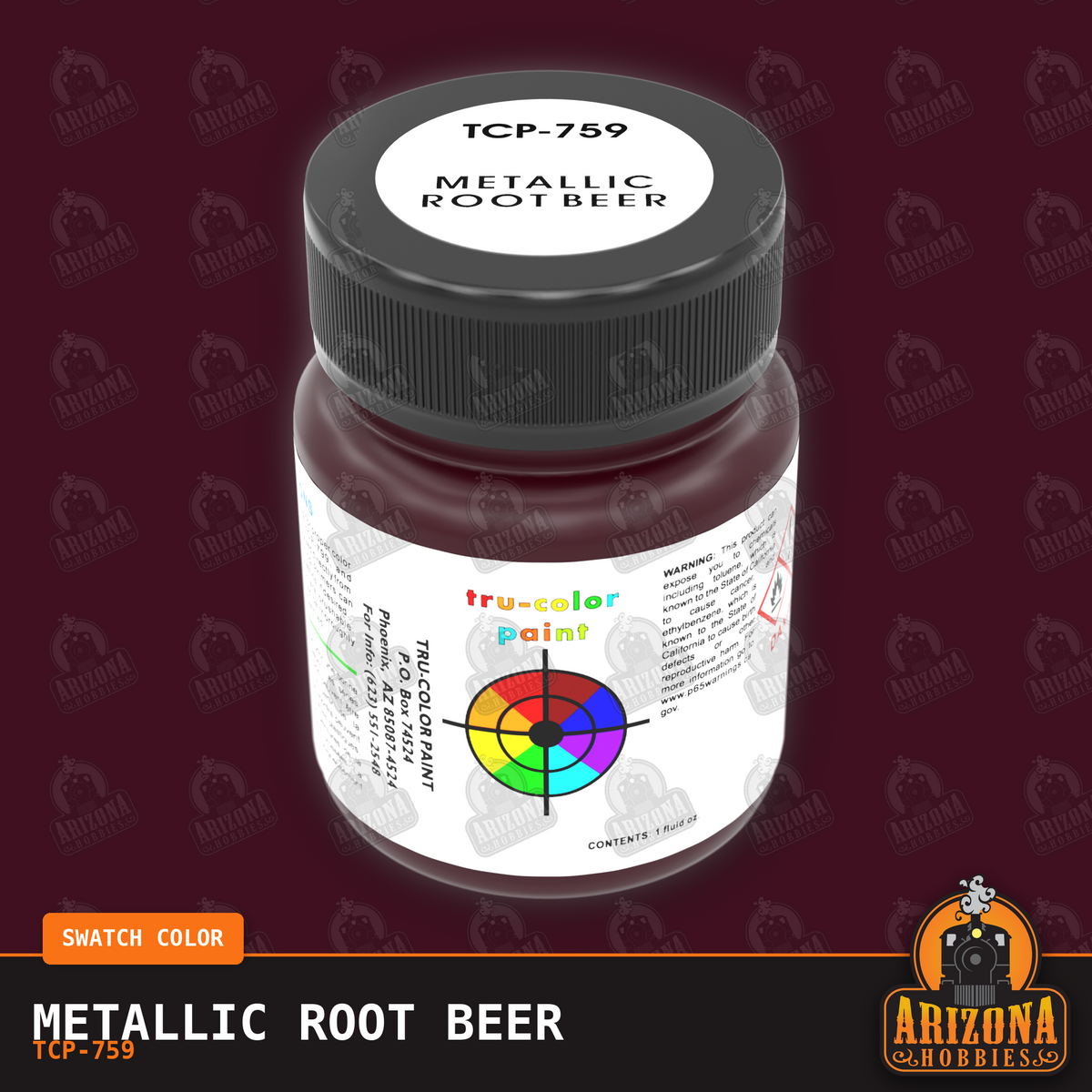 Metallic ROOT BEER 1-oz bottle (Air-brush) Tru-Color Paint-with color swatch-Arizona Hobbies