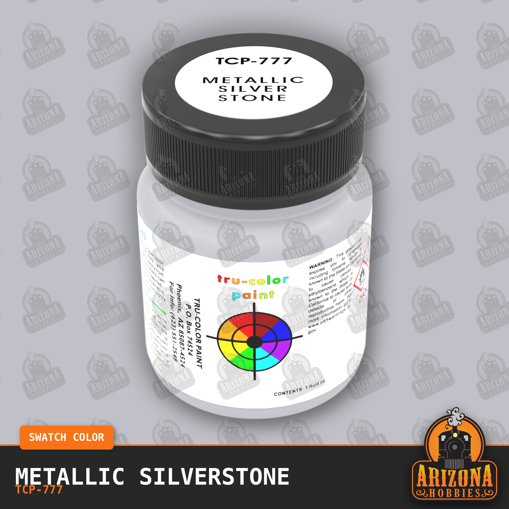 Metallic SILVERSTONE 1-oz bottle (Air-brush) SPECIAL ORDER ONLY-with color swatch-Arizona Hobbies