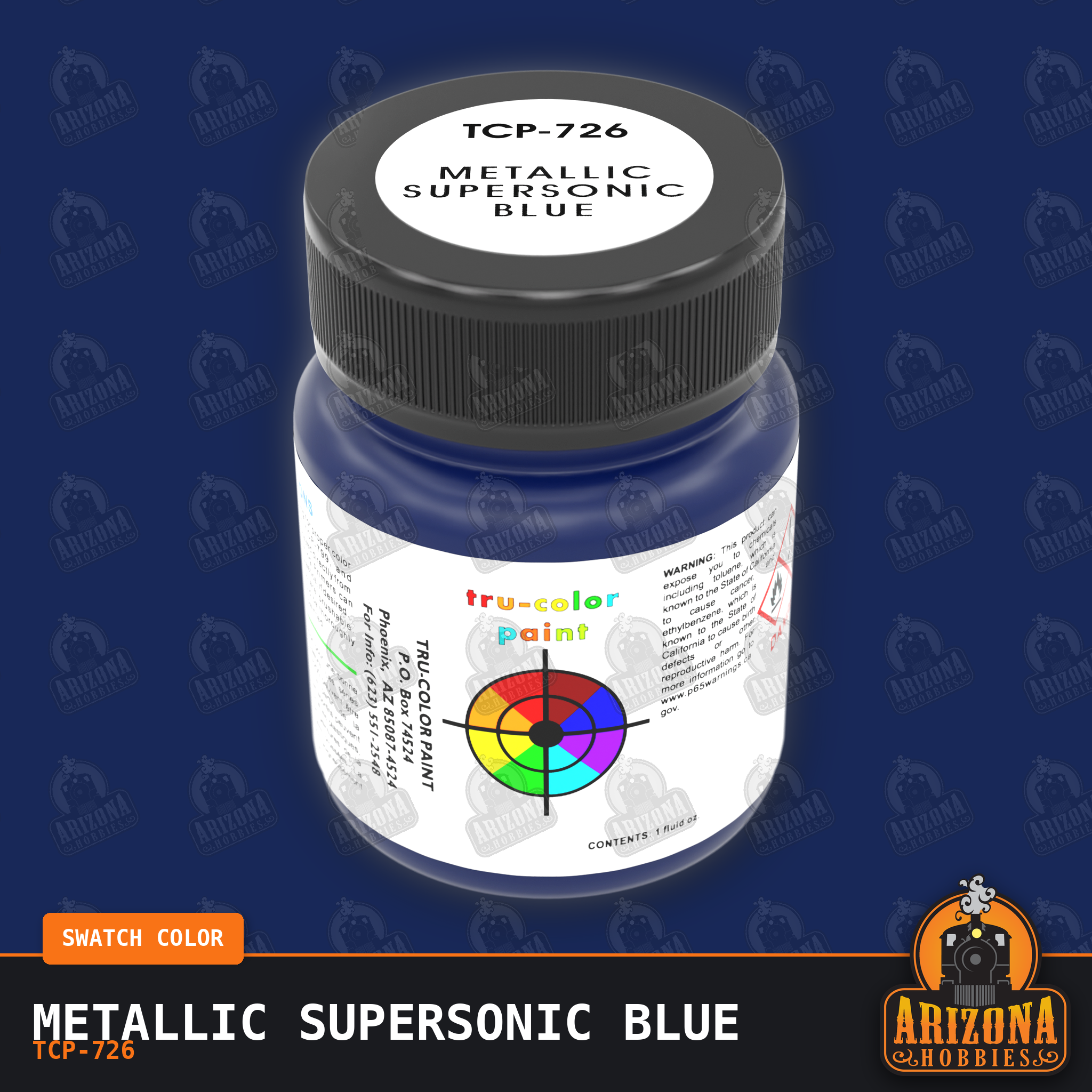 Metallic SUPERSONIC BLUE 1-oz bottle (Air-brush) Tru-Color Paint-with color swatch-Arizona Hobbies