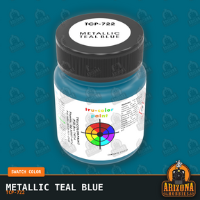 Metallic TEAL BLUE 1-oz bottle (Air-brush) Tru-Color Paint-with color swatch-Arizona Hobbies