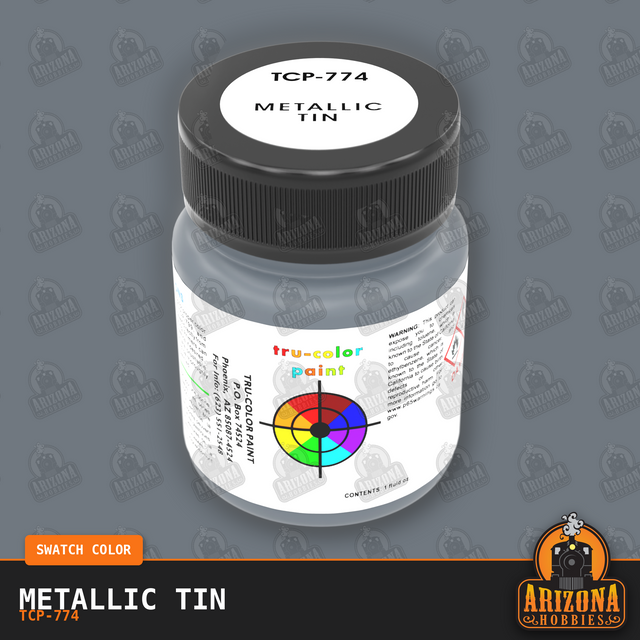 Metallic TIN 1-oz bottle (Air-brush) Tru-Color Paint-with color swatch-Arizona Hobbies