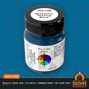 Metallic VIKING BLUE 1-oz bottle (Air-brush) Tru-Color Paint-with color swatch-Arizona Hobbies