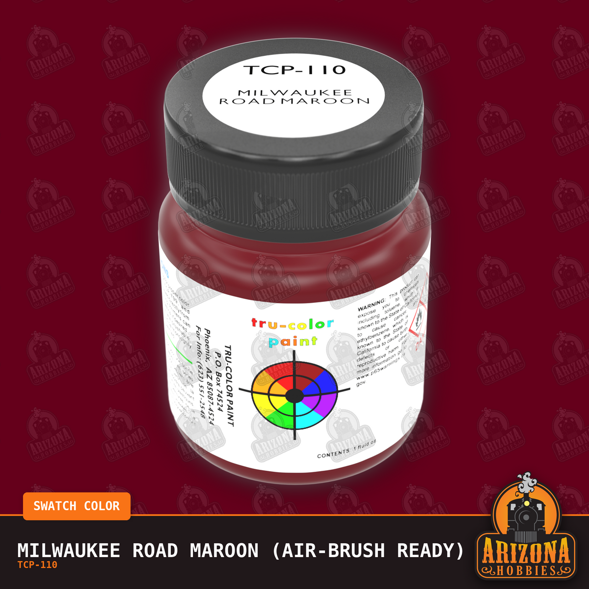 Milwaukee Road MAROON 1-oz bottle (Air-brush) Tru-Color Paint-with color swatch-Arizona Hobbies