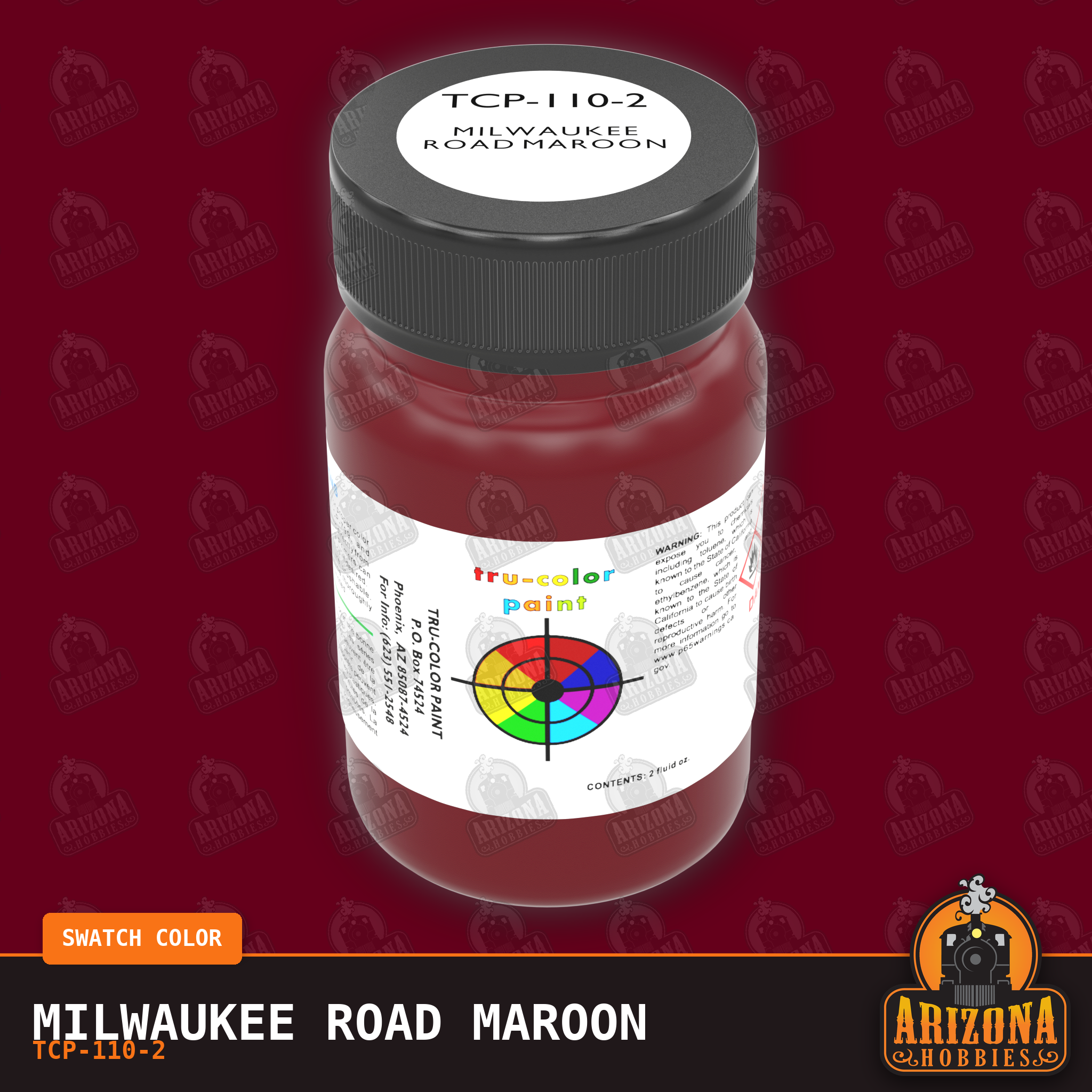 Milwaukee Road MAROON 2-oz bottle (Air-brush) Tru-Color Paint SPECIAL ORDER ONLY-with color swatch-Arizona Hobbies