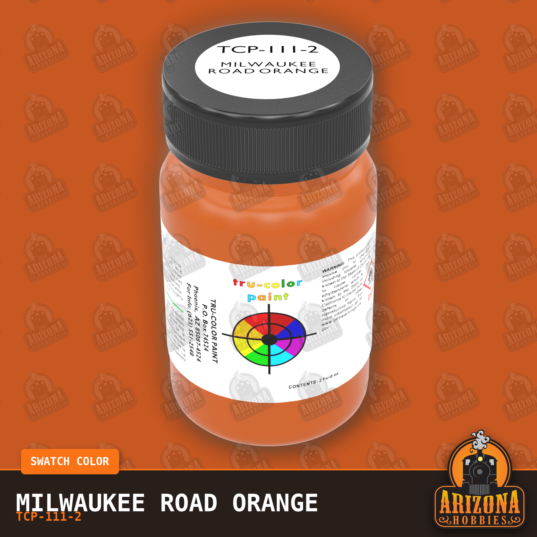 Milwaukee Road ORANGE 2-oz bottle (Air-brush) Tru-Color Paint SPECIAL ORDER ONLY-with color swatch-Arizona Hobbies