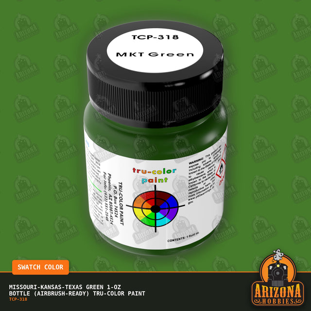 Missouri-Kansas-Texas GREEN 1-oz bottle (Air-brush) Tru-Color Paint-with color swatch-Arizona Hobbies