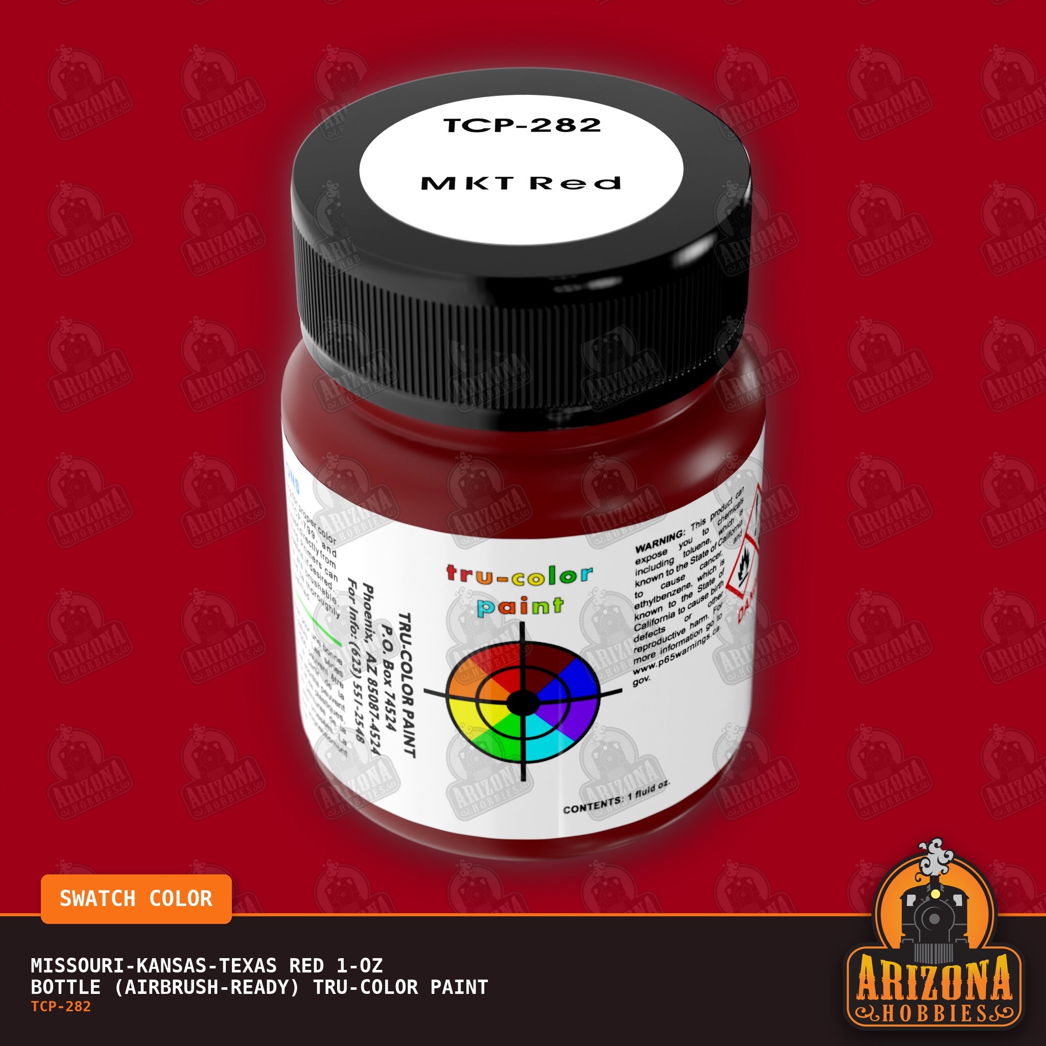Missouri-Kansas-Texas RED 1-oz bottle (Air-brush) Tru-Color Paint-with color swatch-Arizona Hobbies