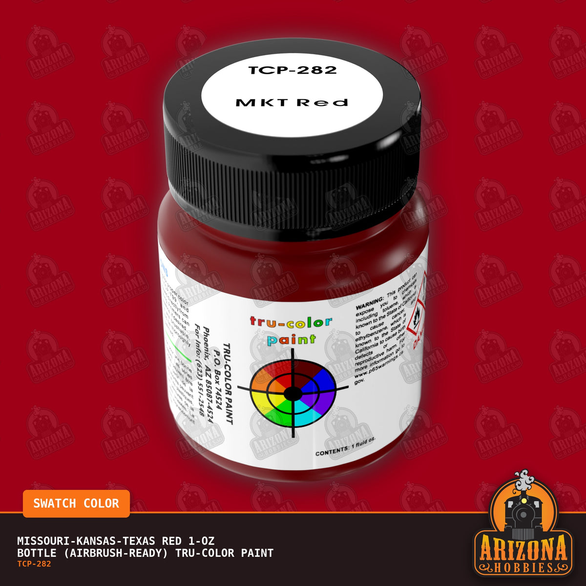 Missouri-Kansas-Texas RED 1-oz bottle (Air-brush) Tru-Color Paint-with color swatch-Arizona Hobbies