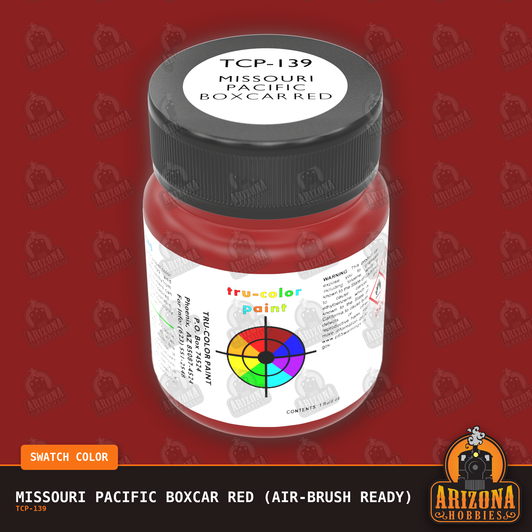 Missouri Pacific BOXCAR RED 1-oz bottle (Air-brush) Tru-Color Paint-with color swatch-Arizona Hobbies