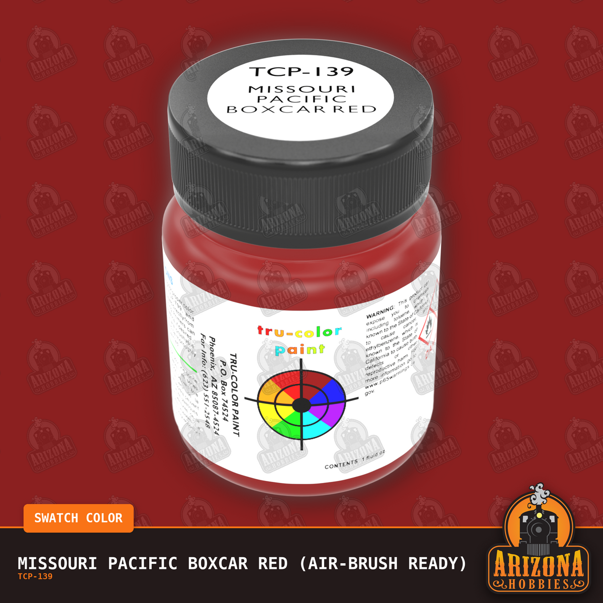 Missouri Pacific BOXCAR RED 1-oz bottle (Air-brush) Tru-Color Paint-with color swatch-Arizona Hobbies