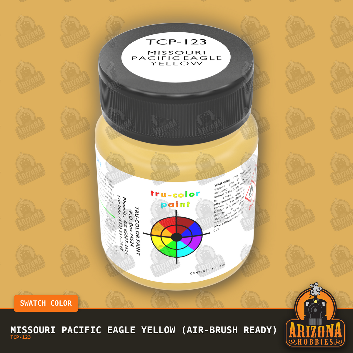 Missouri Pacific EAGLE YELLOW 1-oz bottle (Air-brush) Tru-Color Paint-with color swatch-Arizona Hobbies