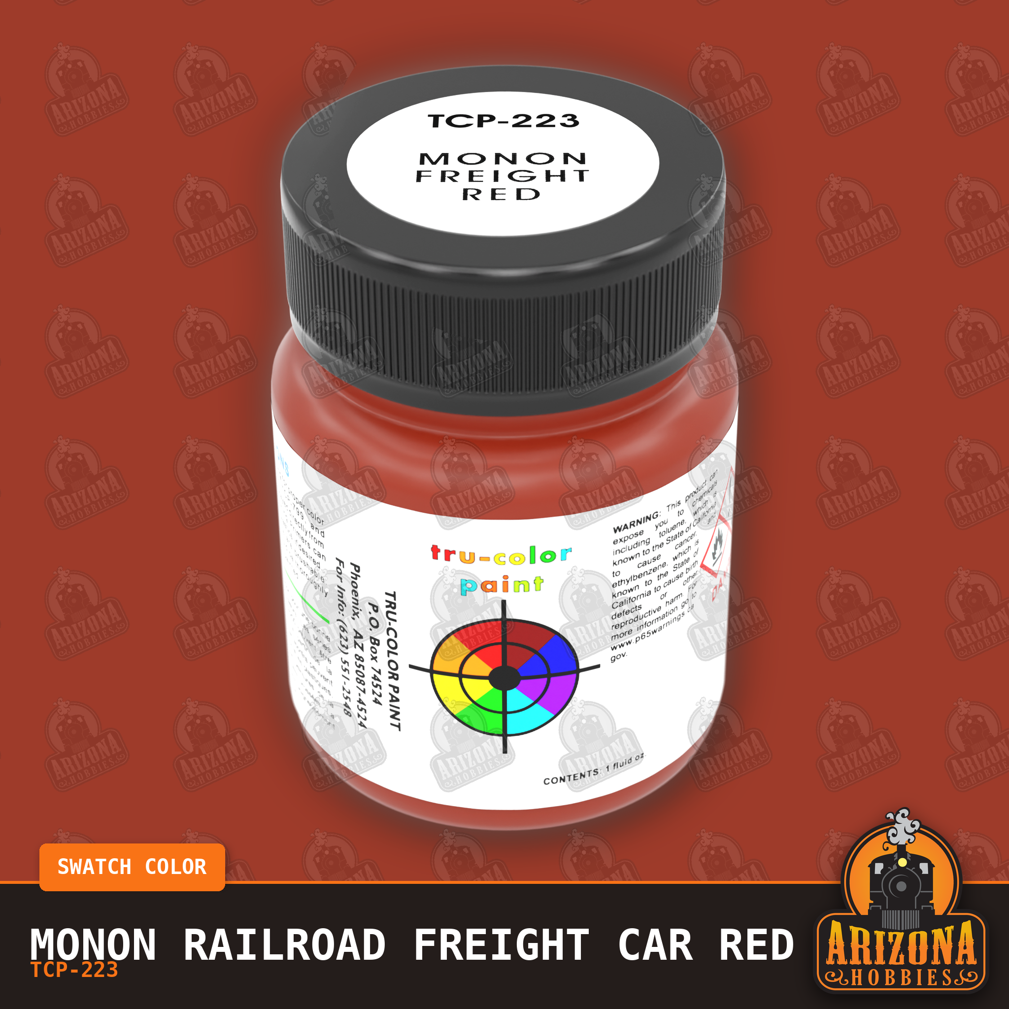 Monon Railroad FREIGHT CAR RED 1-oz bottle (Air-brush) Tru-Color Paint SPECIAL ORDER ONLY-with color swatch-Arizona Hobbies