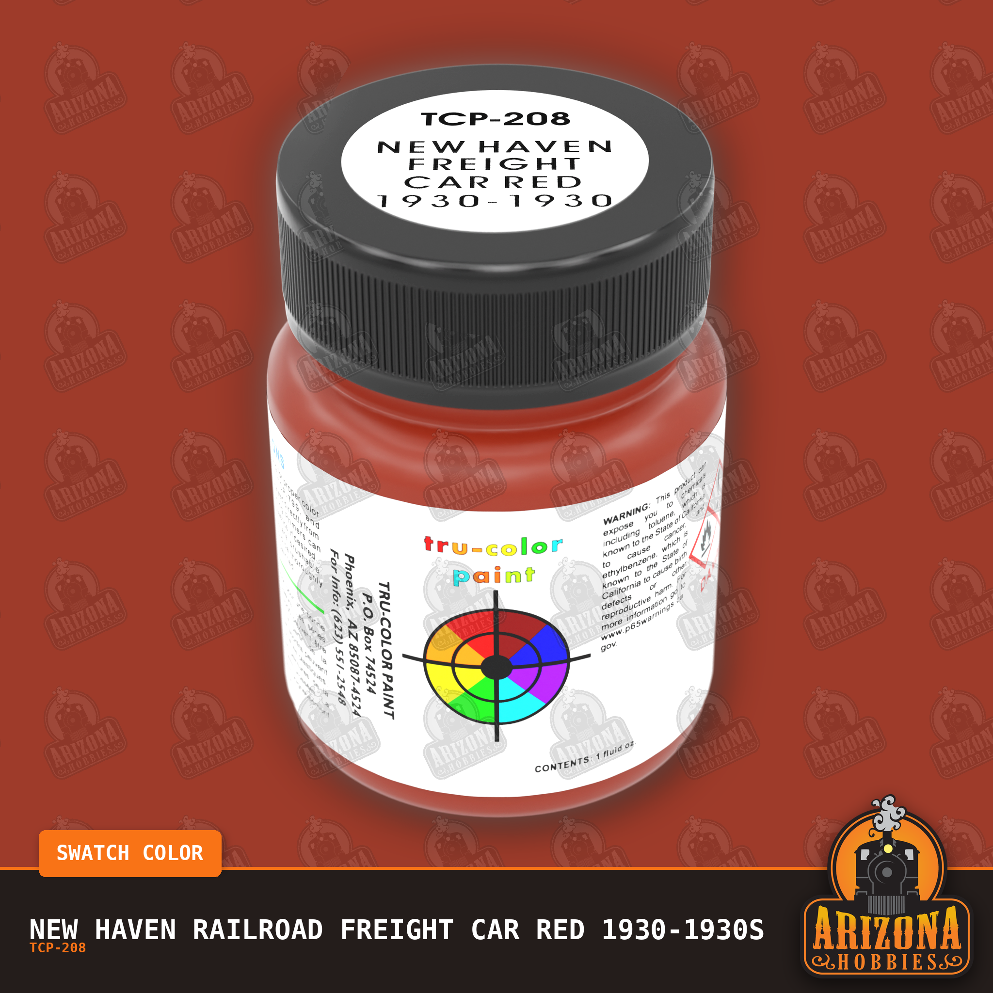 New Haven Railroad FREIGHT CAR RED 1930-1930s 1-oz bottle (Air-brush) Tru-Color Paint SPECIAL ORDER ONLY-with color swatch-Arizona Hobbies