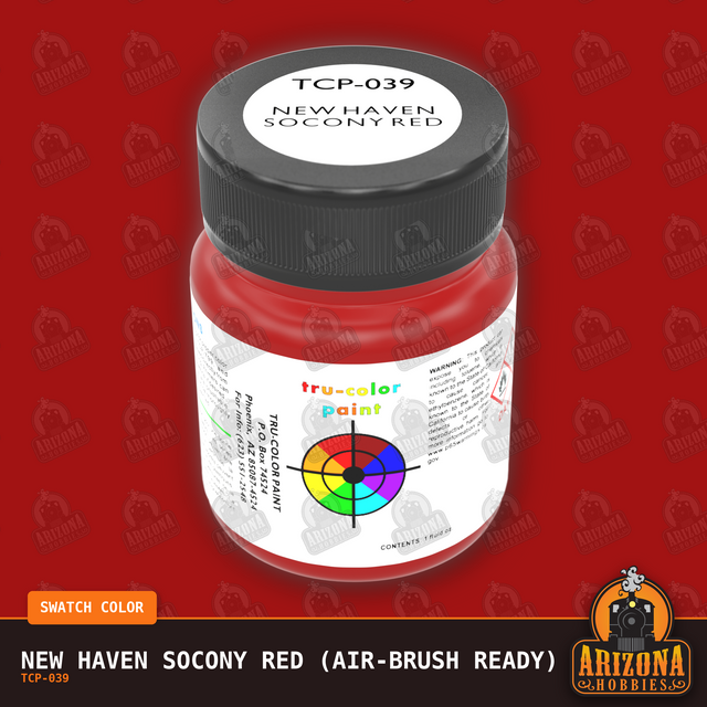New Haven SOCONY RED 1-oz bottle (Air-brush) Tru-Color Paint-with color swatch-Arizona Hobbies